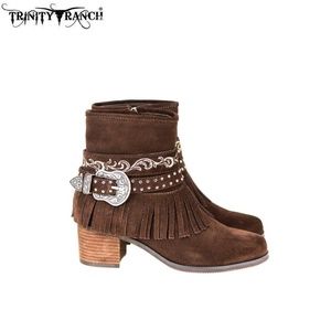Leather Suede Booties Buckle Collection